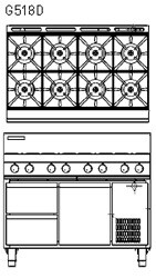 Blue Seal Evolution Series G518D-RB - 1200mm Gas Cooktop Refrigerated Base