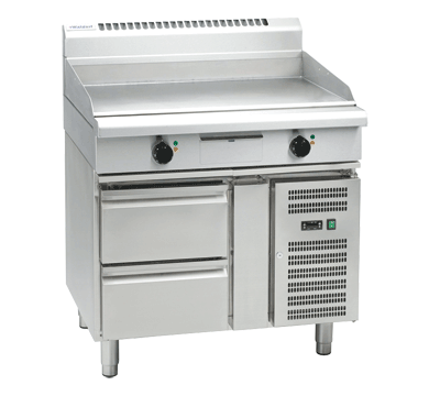 Waldorf 800 Series GPL8900E-RB - 900mm Electric Griddle Low Back Version - Refrigerated Base