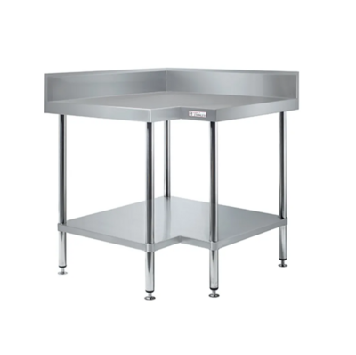 Simply Stainless Corner Bench with Splashback SS04 600 series 900mm wide Includes Undershelf