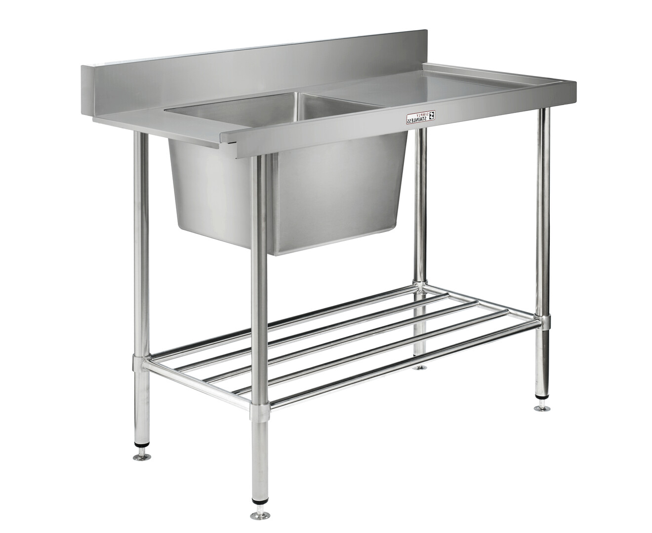 Simply Stainless Dishwasher Left Hand Inlet Bench SS08 600 Series 1650mm Wide (3 x baskets wide)