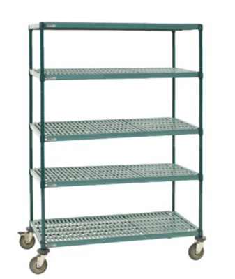 Metro Super Erecta PRO Polymer Mat Shelving - (18" x48") MOBILE 5 Tier Mat Style Shelves