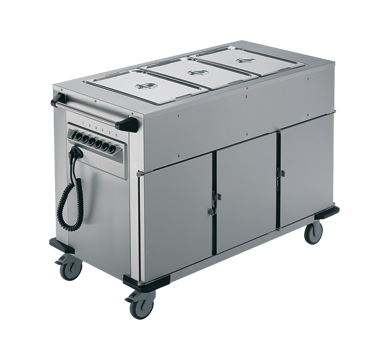 Rieber NORM-III-3 - Bain Marie Top 3 x Heated Cabinets Mobile Food Transport Trolley