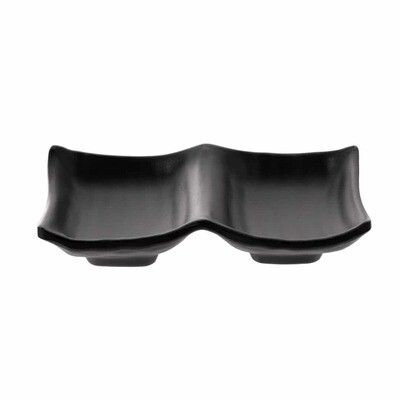 Inmiron Matte 2-Compt. Sauce Dish 13.7×8.5cm – BLACK