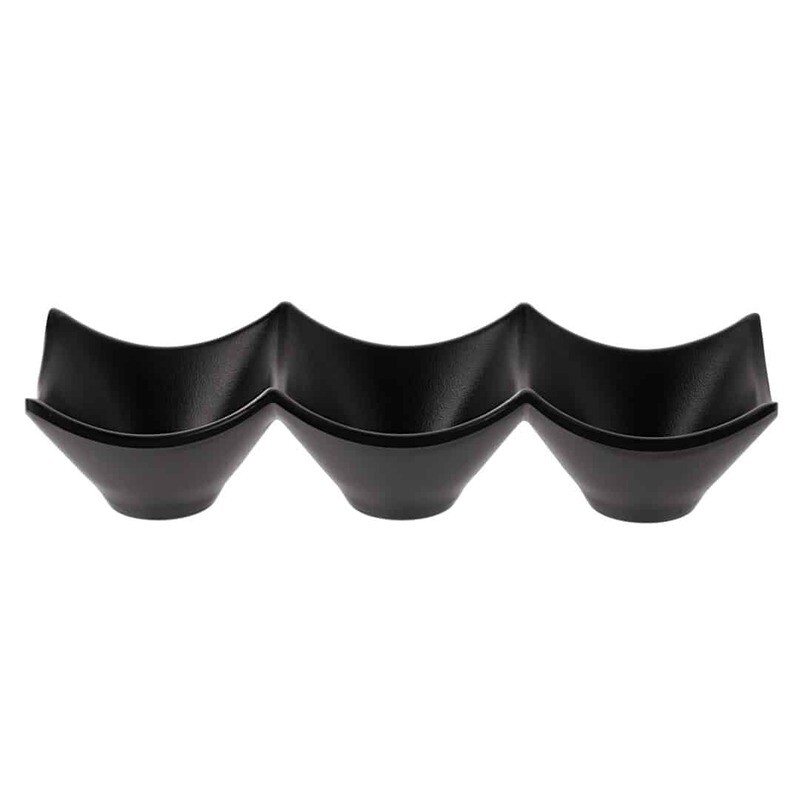 Inmiron Matte 3-Compt. Sauce Dish 18.5x6cm – BLACK