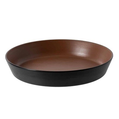Inmiron Dual Colour Flat Round Bowl 29cm – Brown &amp; Black