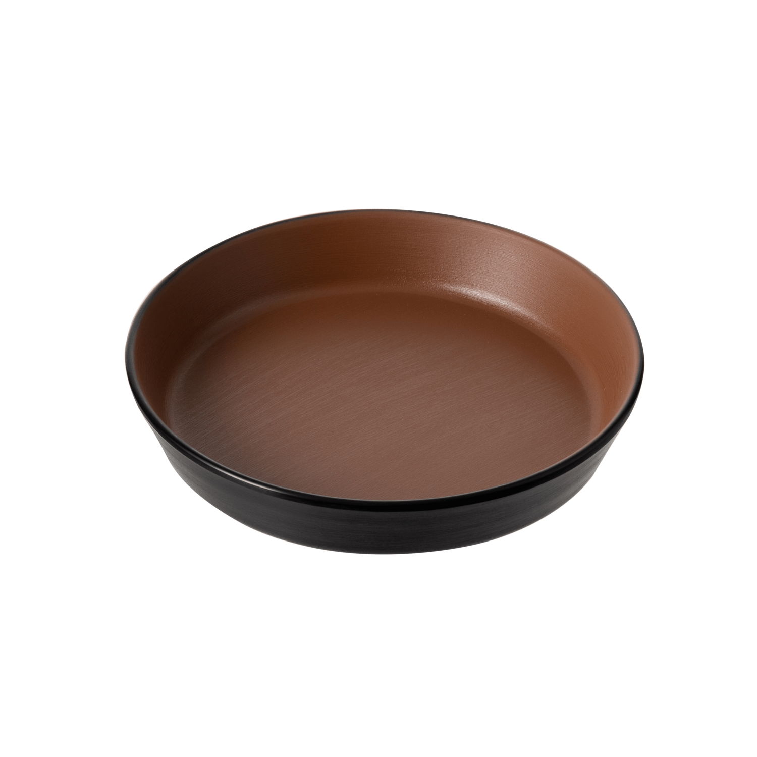 Inmiron Dual Colour Flat Round Bowl 19cm – Brown &amp; Black