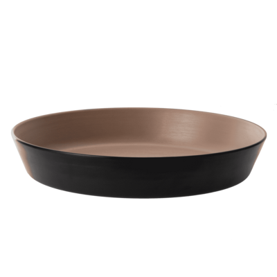 Inmiron Dual Colour Flat Round Bowl 29cm – Beige &amp; BLACK