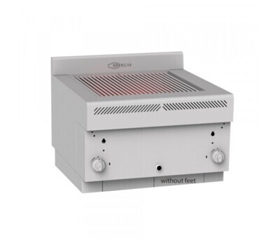 Gresilva horizontal fixed gas grill drop in unit with manual water feed. Grilling area of 588mm x 618mm