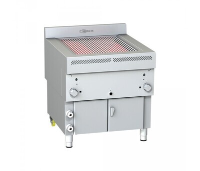 Gresilva horizontal fixed gas grill on base with auto fill water feed. Grilling area of 622mm x 737mm