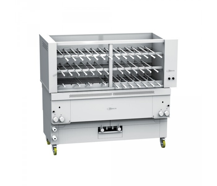 Gresilva GR40 Horizontal Multifuction Gas Rodizio Grill on base - Grilling area 1496mm x 478mm - 40 Rotating Spits.