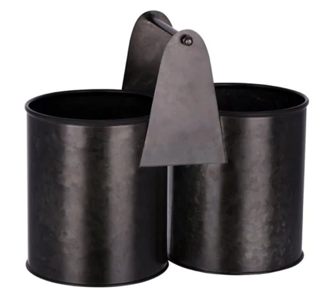 Coney Island Dual Pot Black Galvanised Caddy