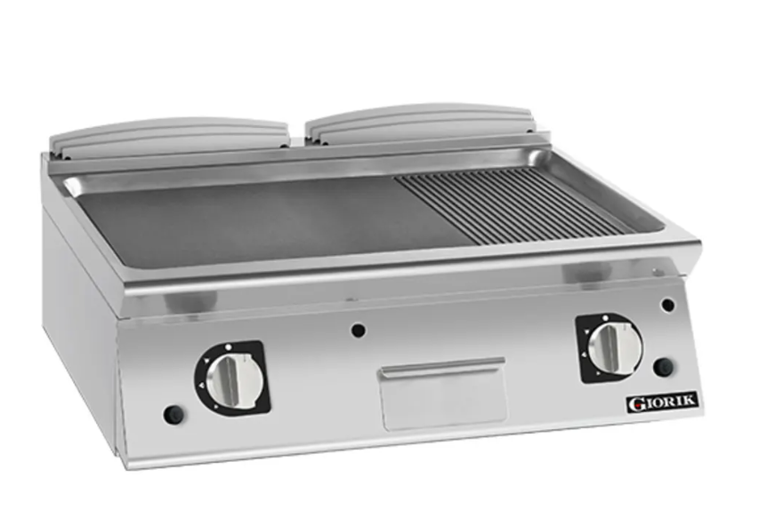 Giorik 900 Series 800mm wide Half Ribbed Half Smooth Mild Steel Plate Electric Frytop
