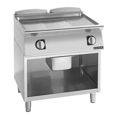 Giorik 900 Series 800mm wide Half Ribbed Half Smooth Mild Steel Plate Gas Frytop