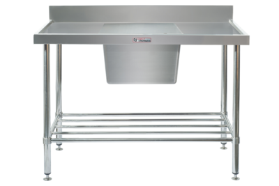 Simply Stainless Centre Bowl Sink Bench with Splashback SS05 600 Series 1500mm Wide Includes Tube Leg Brace