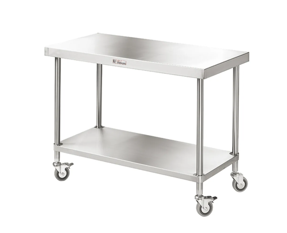 Simply Stainless Mobile Work Bench SS03 600 series 1200mm Wide With Undershelf