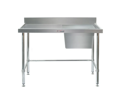 Simply Stainless Right Bowl Sink Bench with Splashback SS05 600 Series 1800mm Wide Includes Tube Undershelf