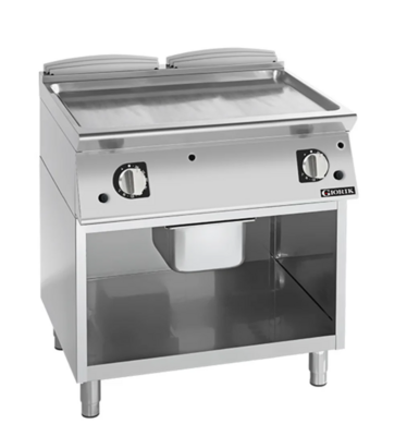 Giorik 700 Series 800mm wide Smooth Satin Chrome Electric Frytop on Open Base