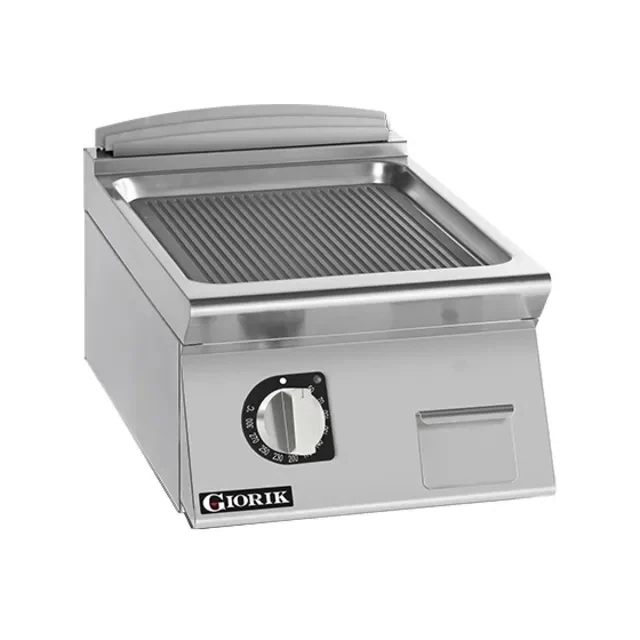 Giorik 700 Series 400mm wide Ribbed Mild Steel Electric Frytop on Open Base