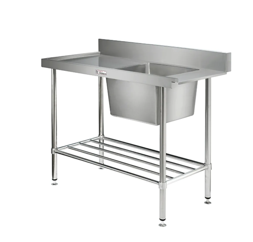 Simply Stainless Dishwasher Left Hand Outlet Bench SS07 700 Series 2100mm Wide (4 x baskets wide)