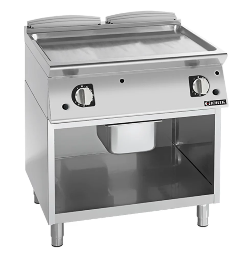 Giorik 900 Series 800mm wide Smooth Satin Chrome Gas Frytop