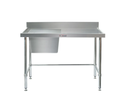 Simply Stainless Large Centre Bowl (600*450) Sink Bench with Splashback SS05 600 Series 900mm Wide Includes Tube Undershelf