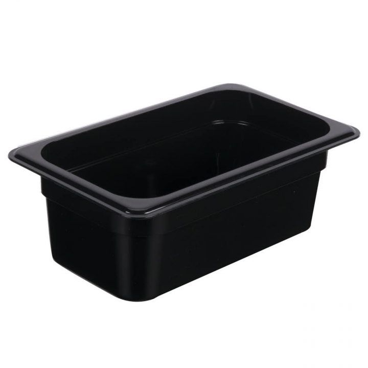 1/4 Size Polycarbonate Food Pan Black 100mm