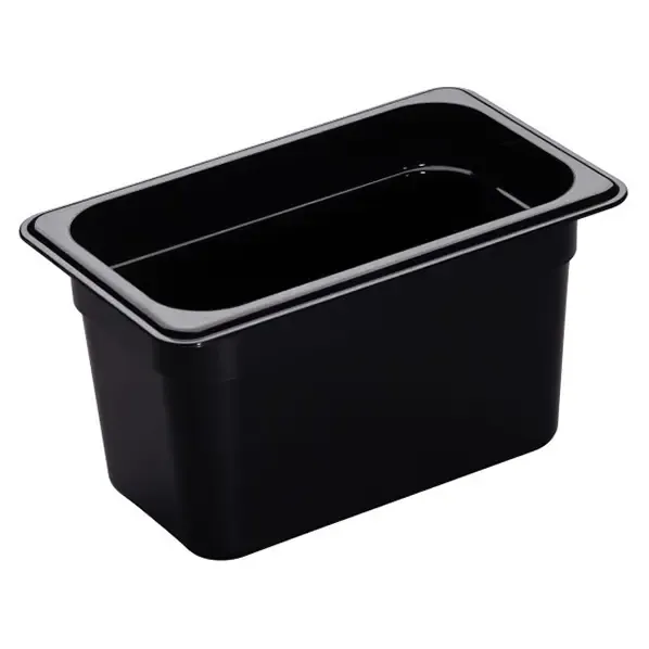 1/4 Size Polycarbonate Food Pan Black 150mm deep