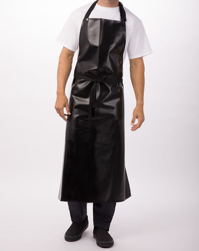 Long PVC Bib Apron Black