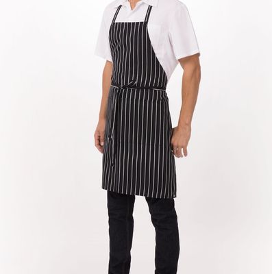 Chalk Stripe Designer Bib Apron Black
