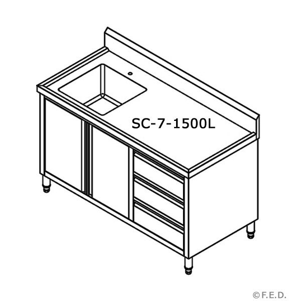 SC-7-1500L-H CABINET WITH LEFT SINK