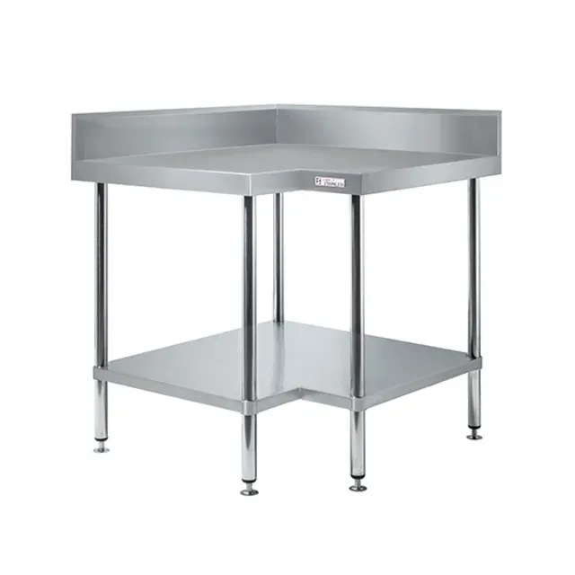 Simply Stainless Corner Bench with Splashback SS04 700 series 900mm wide Includes Undershelf