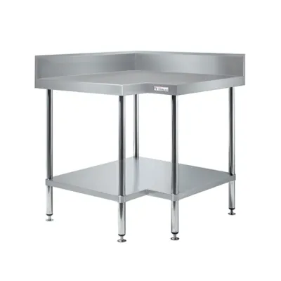 Simply Stainless Corner Bench with Splashback SS04 700 series 900mm wide Includes Undershelf