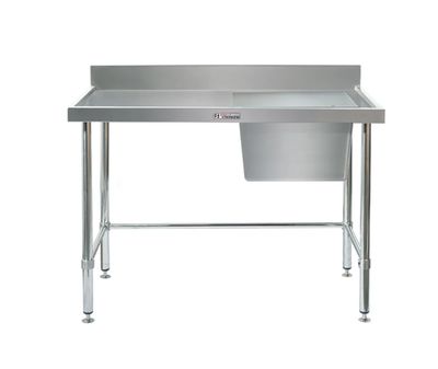 Simply Stainless Right Bowl Sink Bench with Splashback SS05 600 Series 1200mm Wide Includes Tube Undershelf