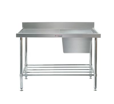 Simply Stainless Right Bowl Sink Bench with Splashback SS05 600 Series 1800mm Wide Includes Tube Leg Brace