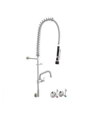 3Monkeez Stainless Steel Wall Stops And Elbow Pre Rinse Unit With 12" Pot Filler