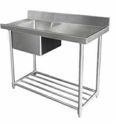 Simco WSS17120L/R - Stainless Steel Dishwasher Single Inlet Sink W1200xD700xH900