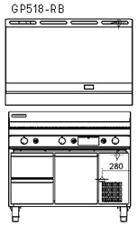 Blue Seal GP518-RB Gas Griddle – Refrigerated Base, 2x1/1 GN Drawers / 1x1/1 GN Door (std plate PGH1220)