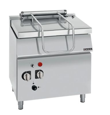 Giorik 900 Series 800mm wide Smooth Satin Chrome Gas Frytop on Open Base