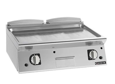 Giorik 900 Series 800mm wide Smooth Satin Chrome Electric Frytop on Open Base