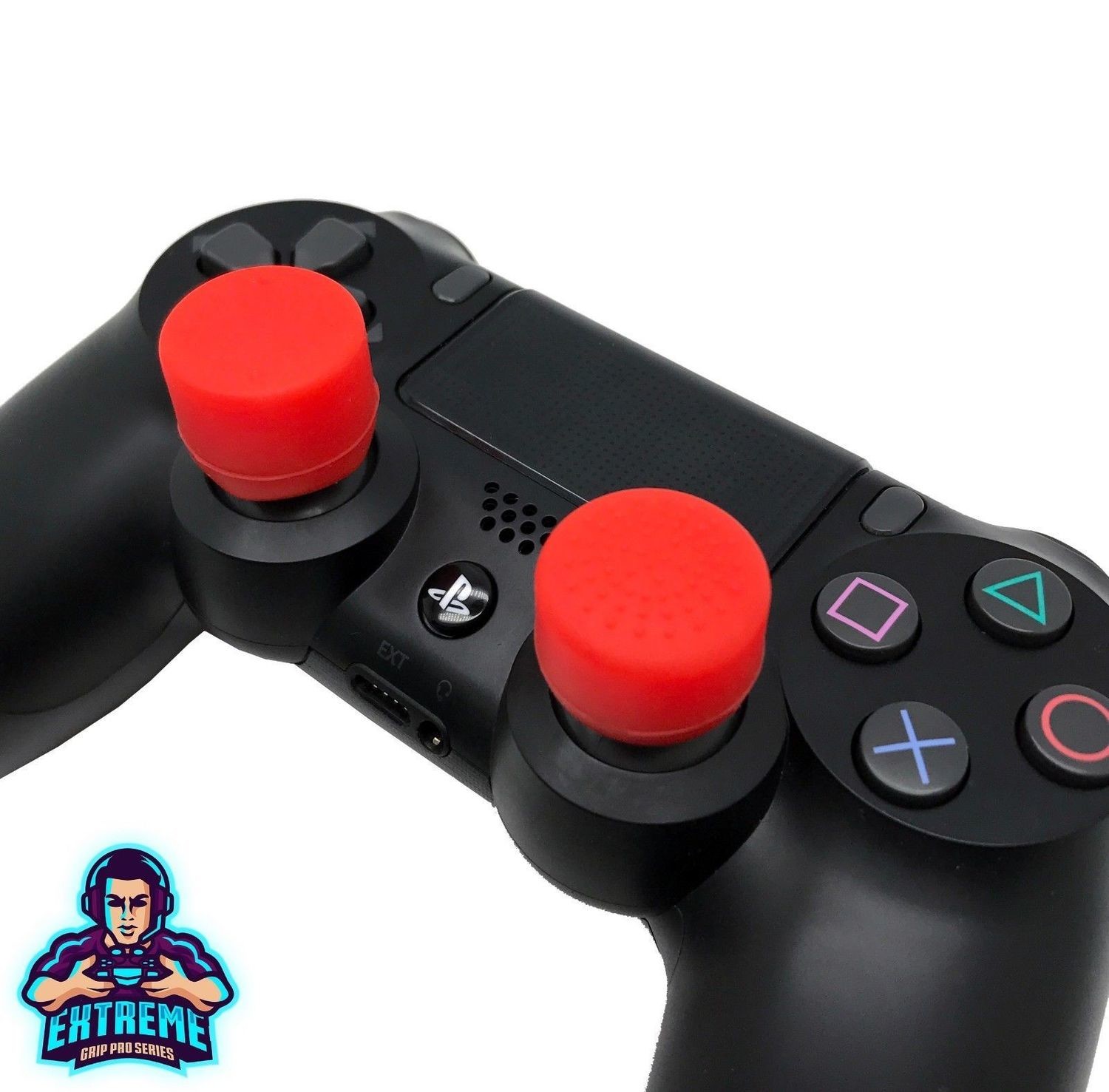 RED] Extreme Analog Thumb Stick Cover Grip Caps Extenders for PS4 Controller