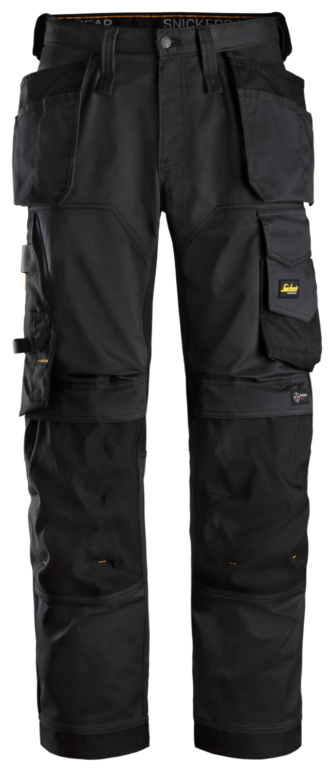 Snickers 6251 AllroundWork Stretch Loose fit Werkbroek+, met Holsterzakken, Kleur: Black - Black - 0404
