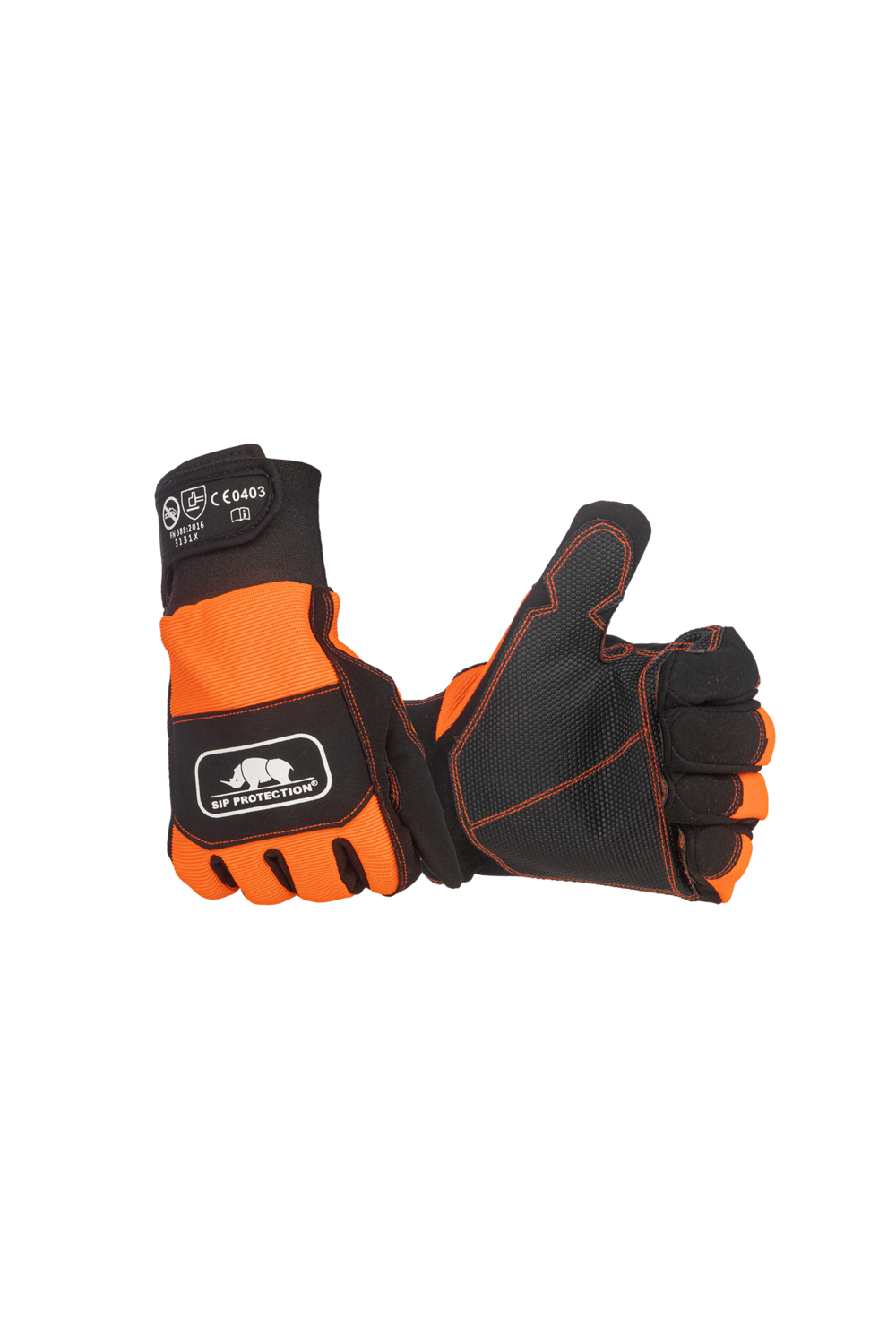 SIP Protection 2XD2 Kettingzaaghandschoenen, Kleur: Fluo Oranje - Zwart
