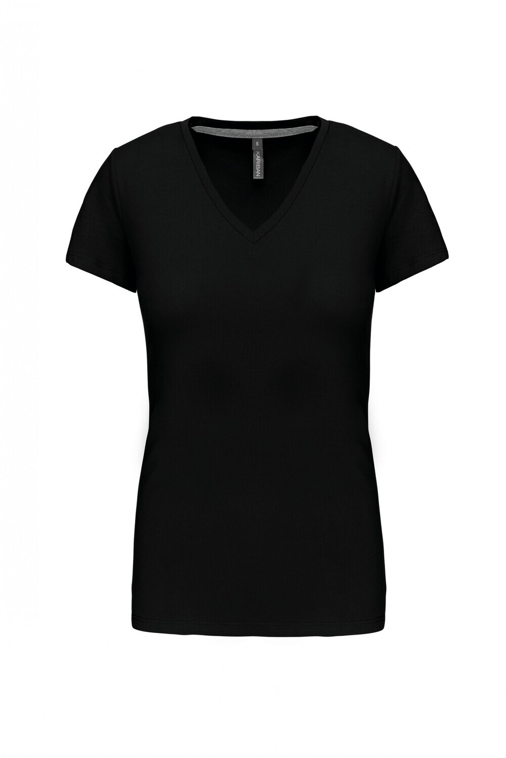 Kariban K381 - Dames T-shirt V-hals Korte Mouwen, Kleur: Black