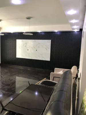 cladding PVC wall slat wood look fluted 