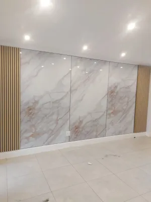 cladding PVC wall slat wood look fluted