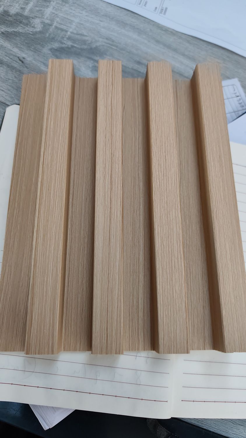 cladding PVC wall slat wood look fluted (oak) 