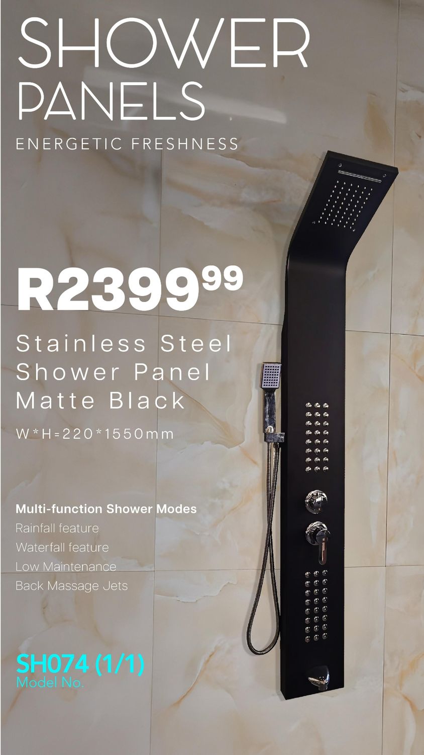 Shower stainless steel panel