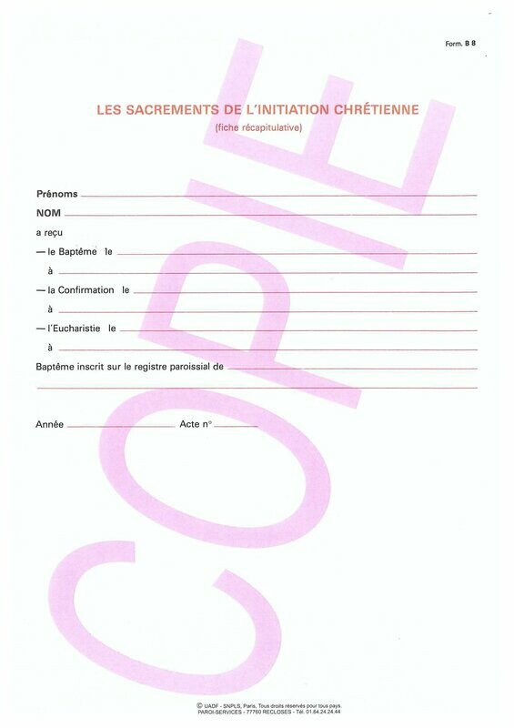 B8 - Les sacrements de l'initiation chrétienne (fiche récapitulative)