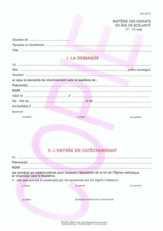 B11 - La demande-L'entrée en catéchuménat-Le rite pénitentiel-Fiche récapitulative