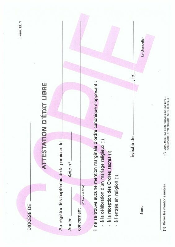 EL1 - Attestation d'état libre